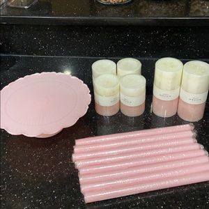 Peony & Melon scented candle and glass pink tray